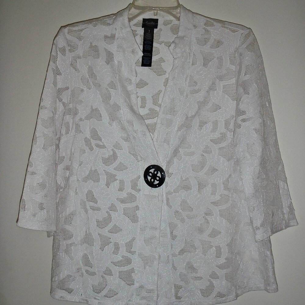 CHICO'S TRAVELERS COLLECTION WOMEN'S WHITE BATHING SUIT COVERUP SIZE 1 (8 MED)